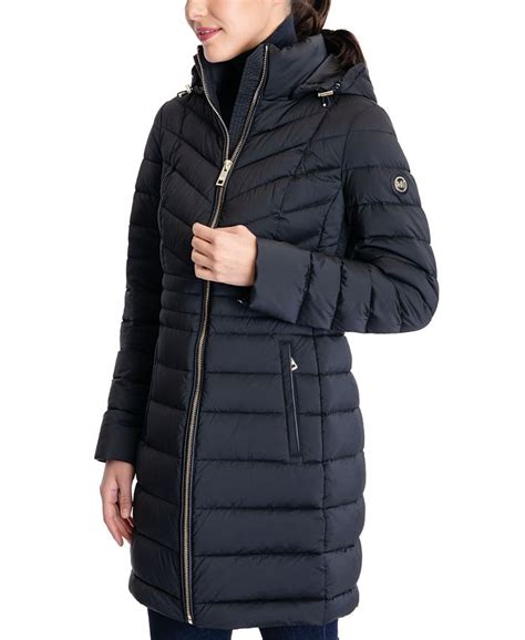 michael michael kors petite hooded packable down puffer coat|Michael Kors lightweight puffer coats.